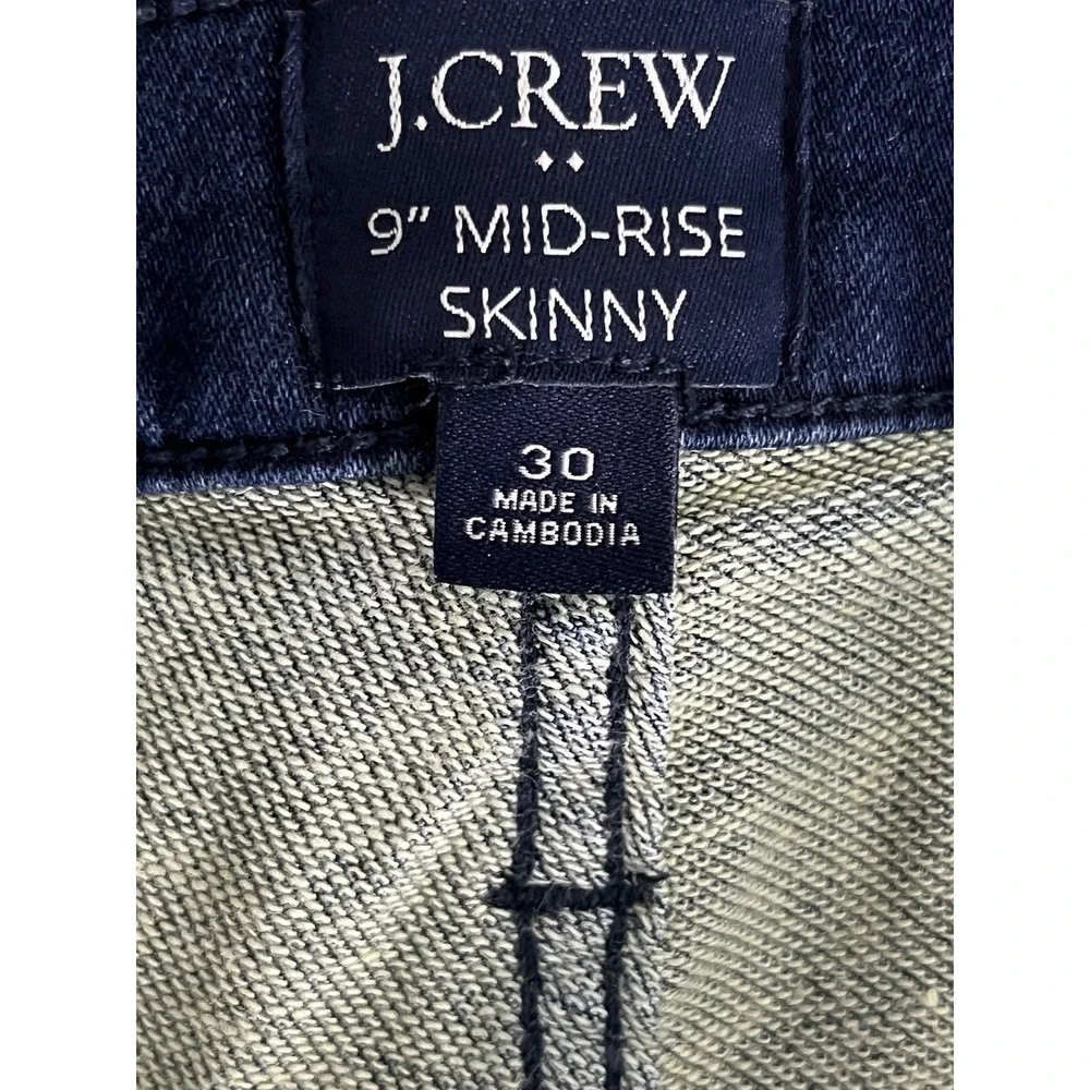 J Crew Mid-Rise Dark Wash Skinny Jeans‎ 9